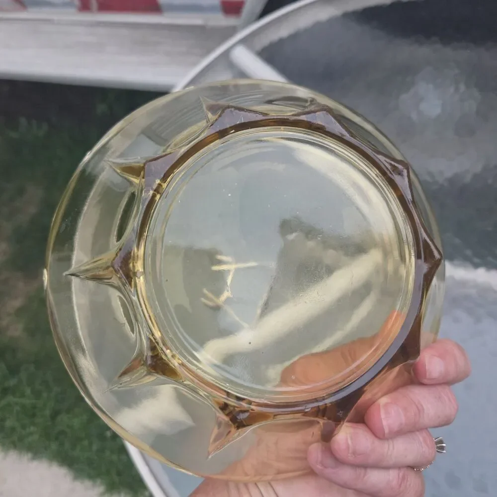 Vintage Unbranded Amber Glass Chip and Dip Bowl Set